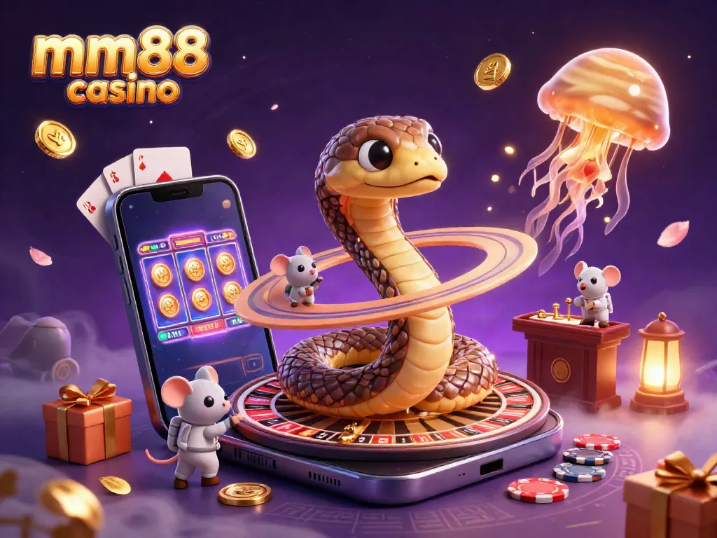 Your virtual mm88 casino adventure with a cosmic dealer and astronaut mice betting on roulette.