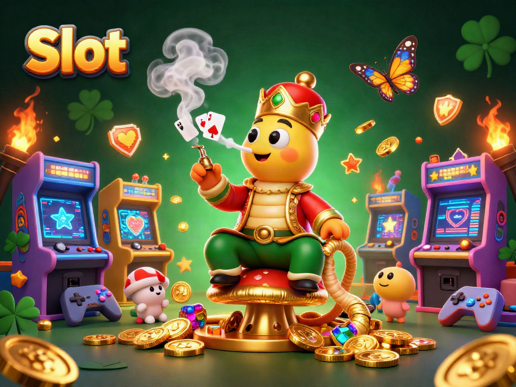 Engage in thrilling Slot gaming with an illustrated scene of a mystical caterpillar master.