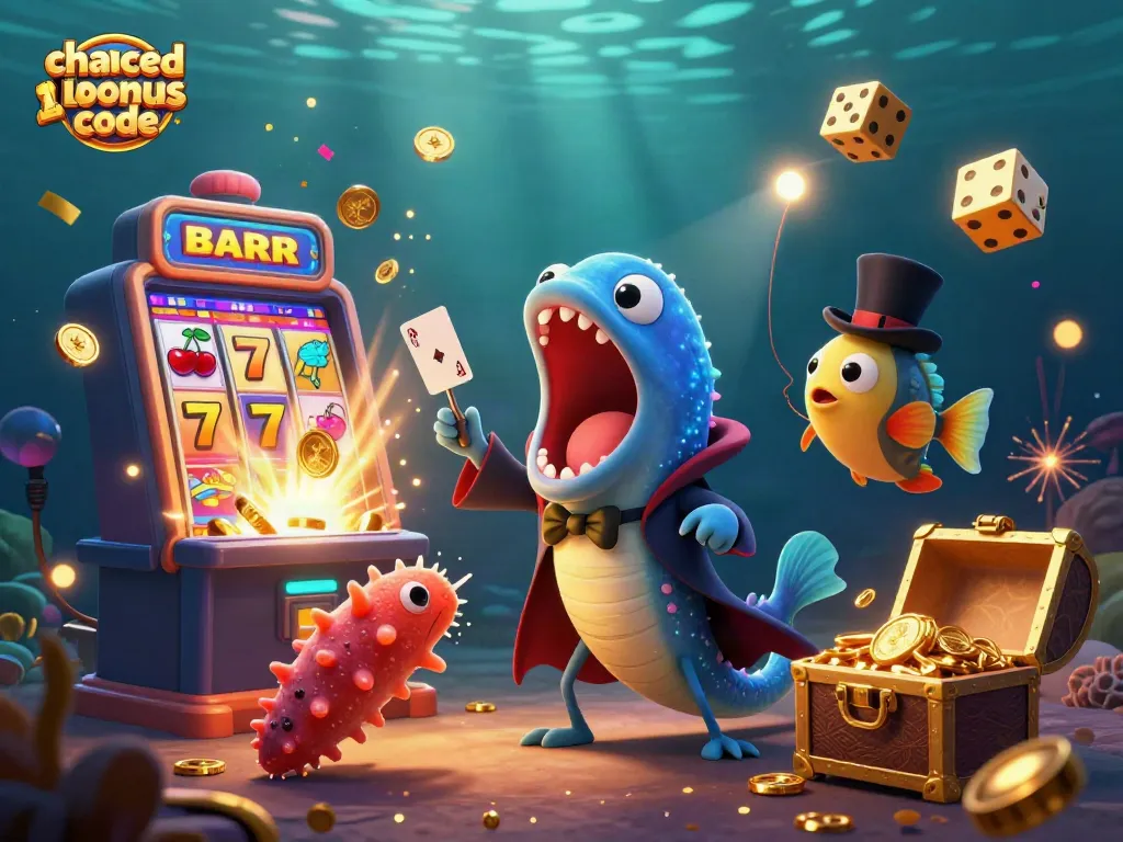 Experience the excitement of sweeping wins with the chanced casino bonus code in a colorful underwater casino scene.