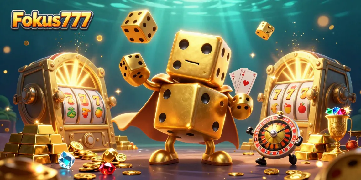 Immerse yourself in Fokus777’s exciting world of online slots with vibrant dice and sparkling treasures.