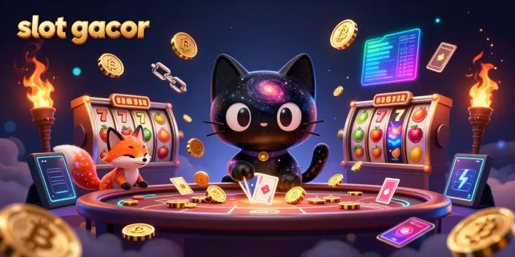 Experience the excitement of slot gacor with a cosmic twist in this vibrant casino scene
