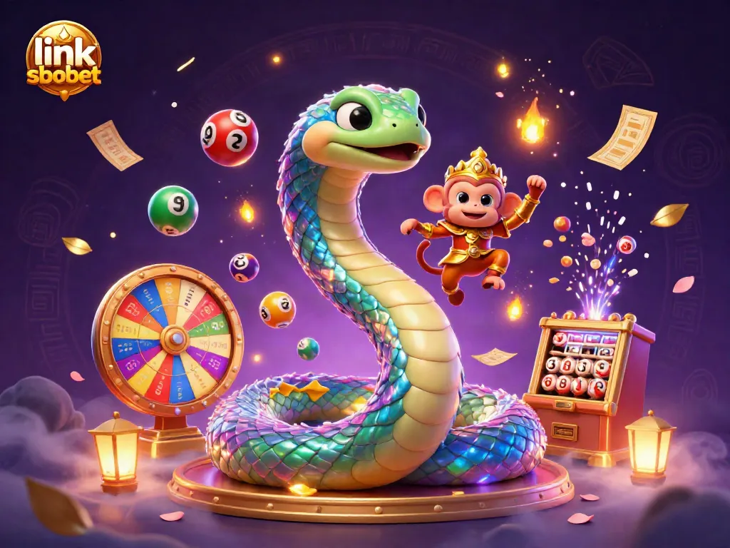 Engage in lively gaming with link sbobet visualized through a vibrant casino scene featuring colorful elements and characters.