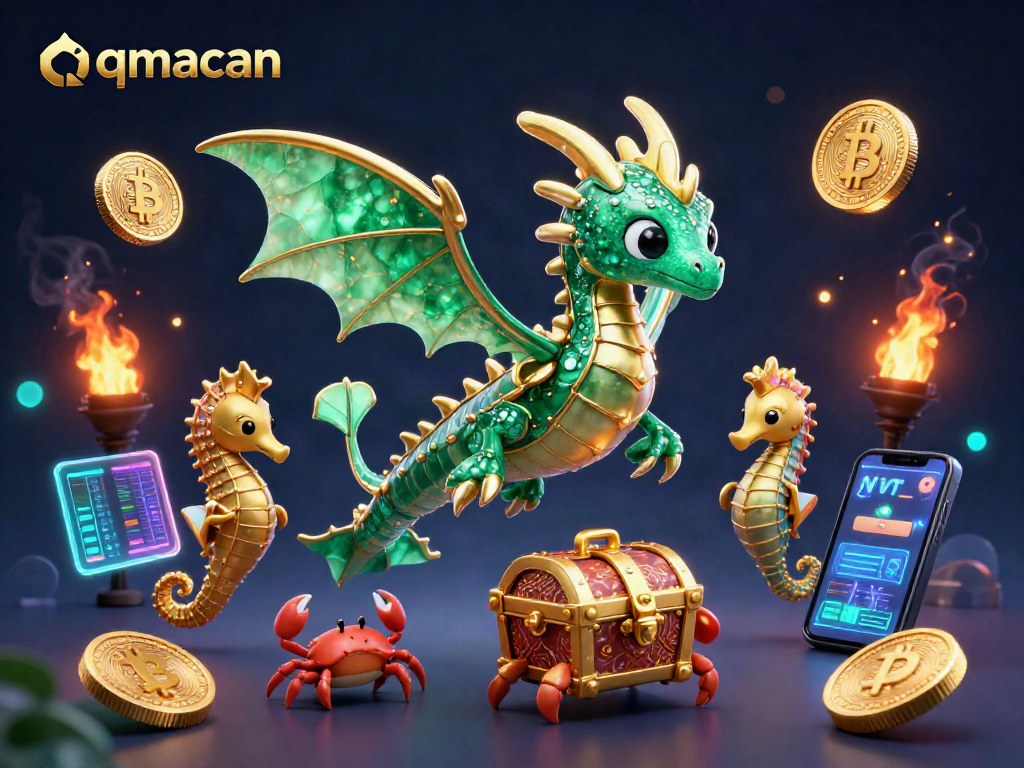 Experience thrilling gaming with qqmacan featuring a vibrant sea dragon and crypto coins.