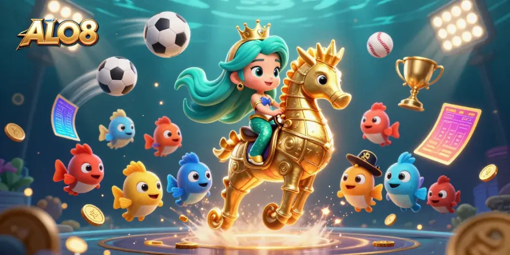 Experience exciting casino adventures with ALO8 in a vibrant underwater kingdom.