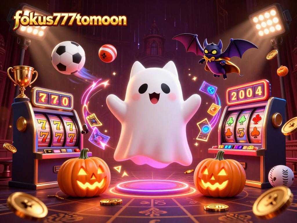 Experience thrilling moments in fokus777tomoon with a ghostly cat and spooky elements in a dynamic casino scene.