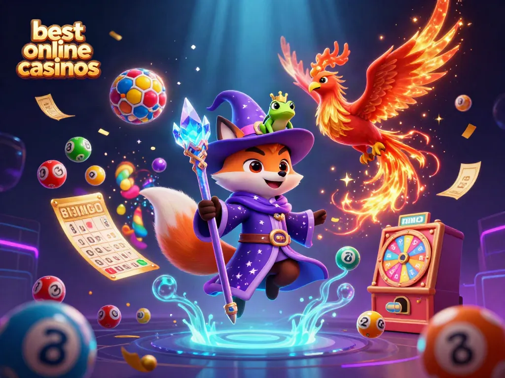 Engage with the best online casinos featuring a wizard fox, phoenix, lottery elements, and captivating visuals.