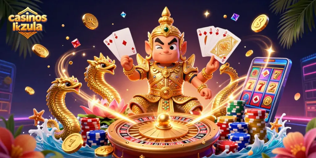 Engage in casinos like Zula with vibrant characters and gold coins in an enchanting 3D scene.