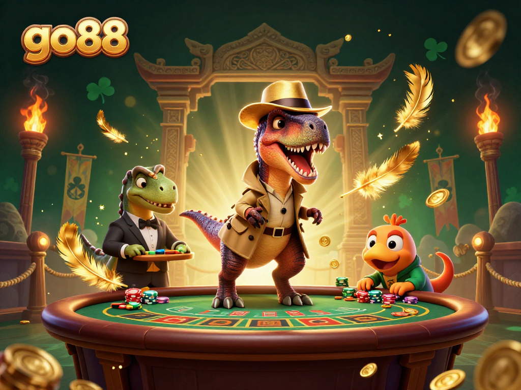 Experience exciting gameplay with go88 featuring a velociraptor card counter at the blackjack table.