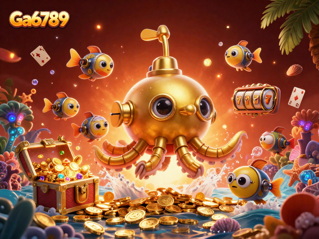 Experience the thrill of Ga6789 with this vibrant 3D casino scene filled with exciting game elements.