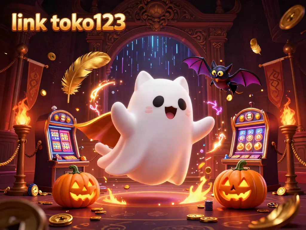 Experience thrilling adventures at link toko123 as the ghost cat and friends float through a vibrant haunted casino.