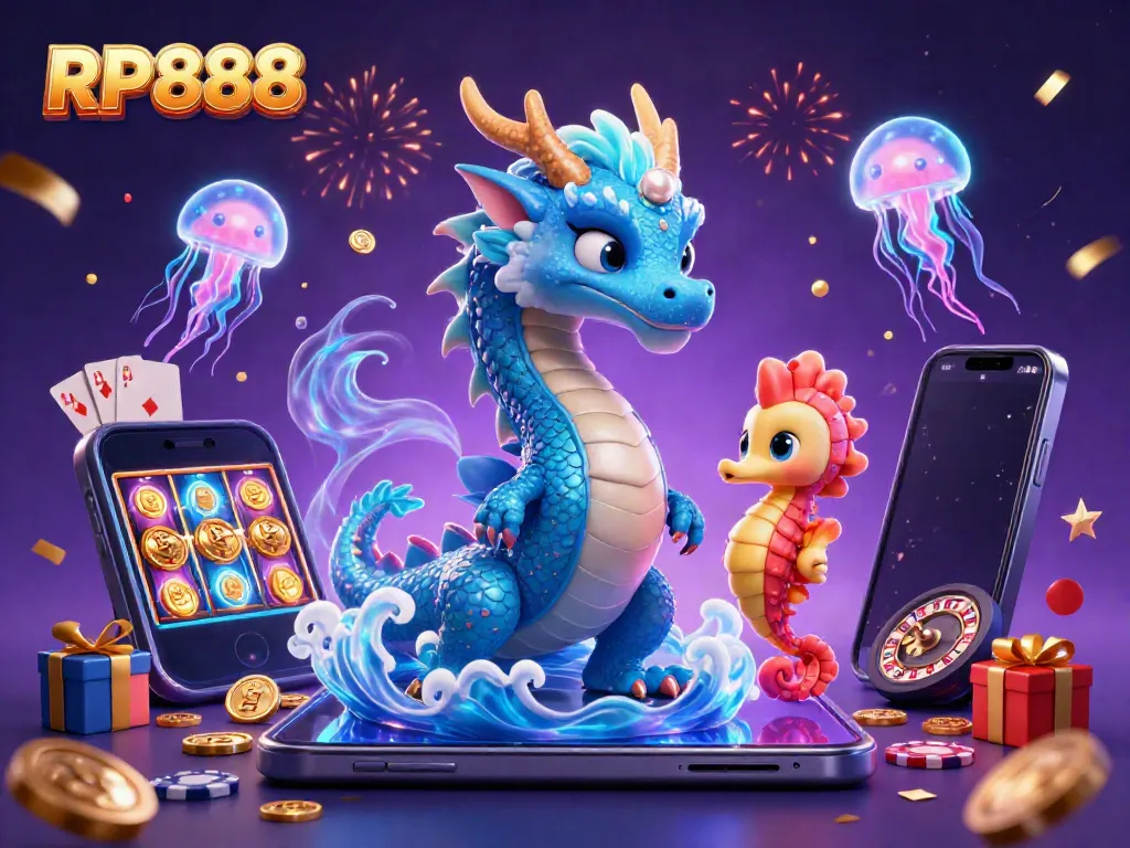 Experience thrilling gameplay with RP888 in a vibrant casino-inspired scene featuring fantasy characters.