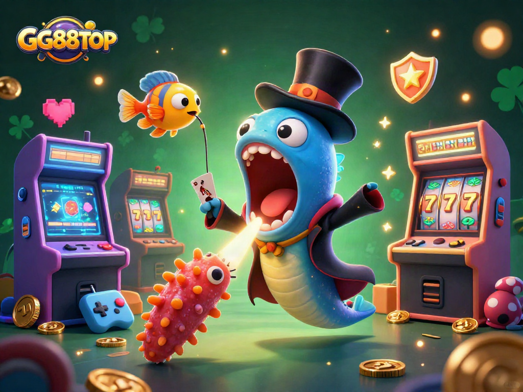 Experience the magic of gaming with GG88TOP’s vibrant casino-themed illustration.