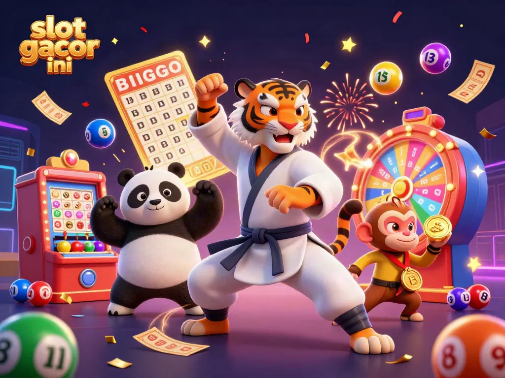 Engage with slot gacor malma ini through a dynamic illustration of characters celebrating with casino elements.