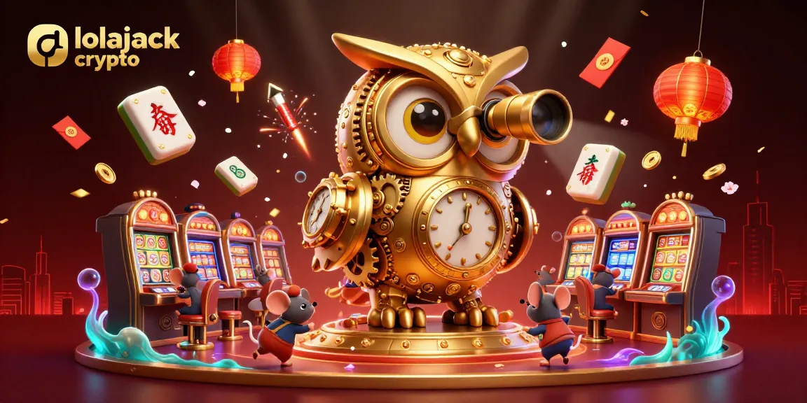 Engage with lolajack crypto in a vibrant casino scene featuring a golden owl and dynamic game elements for an exhilarating gambling experience.