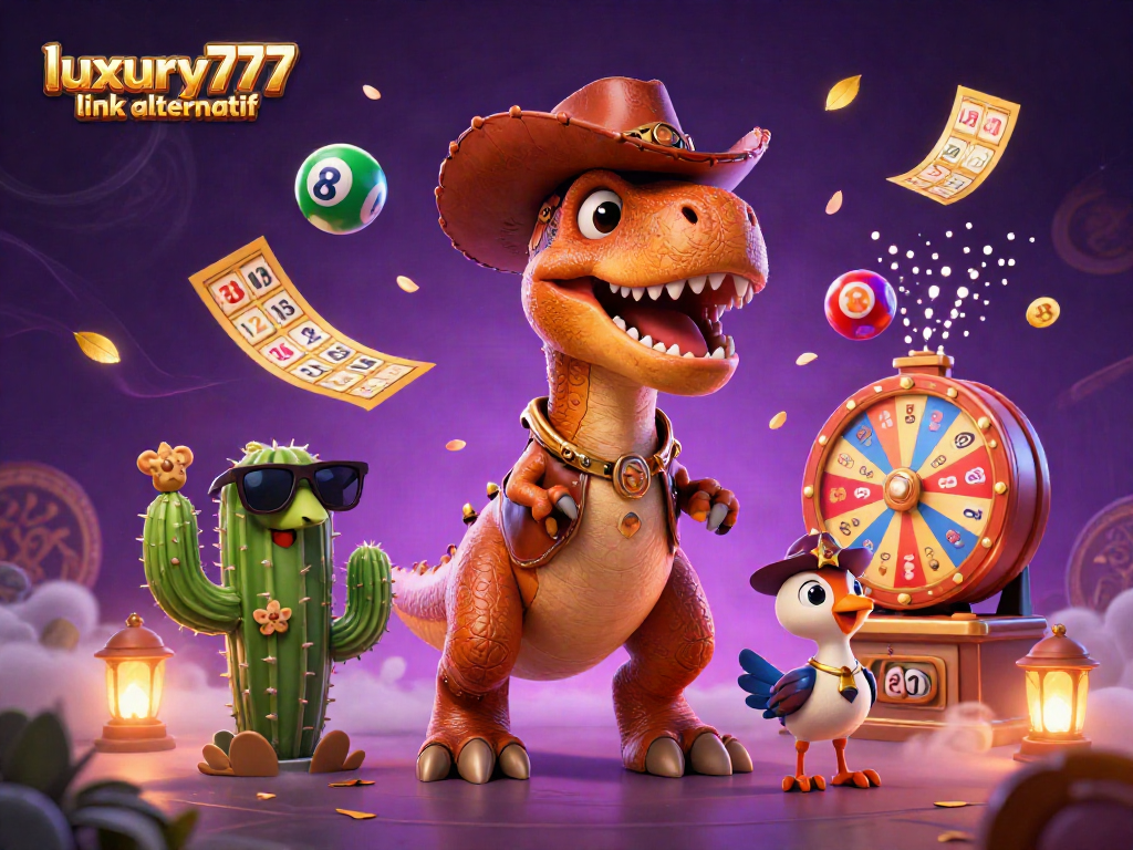 Gali kemenangan di luxury777 link alternatif dengan cowboy dino, tiket emas, dan bola lotere.