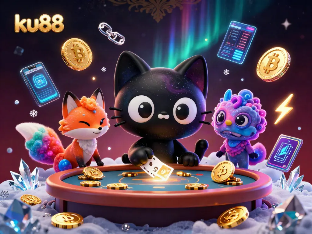 ku88 slots and casino fun with the black hole cat charming golden chips and cards