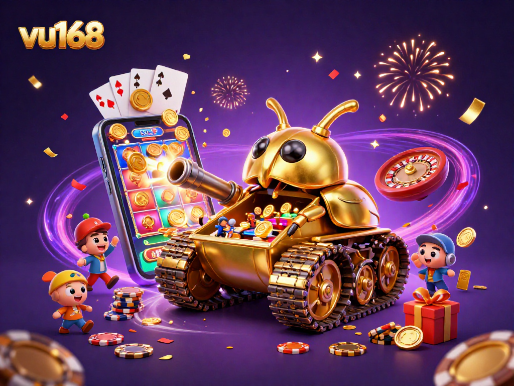 Bet on thrilling games at vu168 with a 3D casino beetle tank and dynamic slot action.