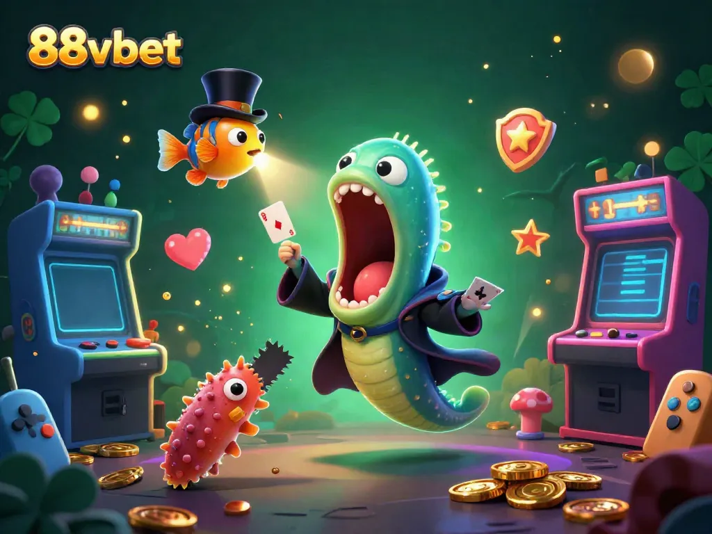 Engaging scene with 88vbet characters showcasing exciting gambling activities in a vibrant underwater casino environment.