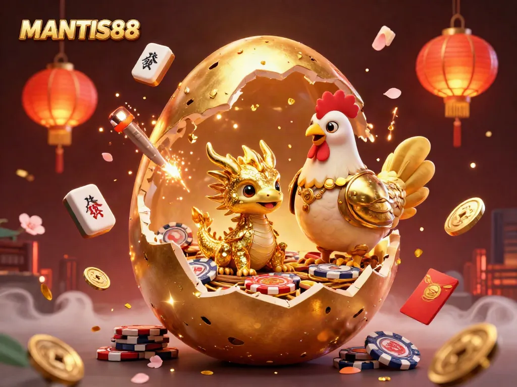 MANTIS88 offers golden dragon magic over poker chips, perfect for thrilling casino adventures.
