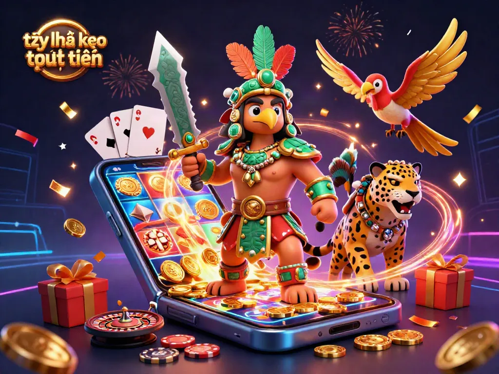 Boost your gaming with tỷ lệ kèo trực tuyến and vibrant gaming action in this dynamic 3D scene.