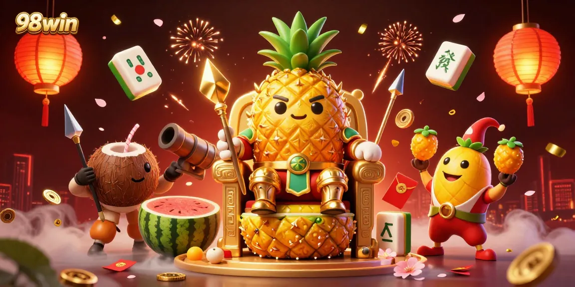 Experience high-stakes gaming with 98win featuring a dynamic casino scene and vibrant characters.