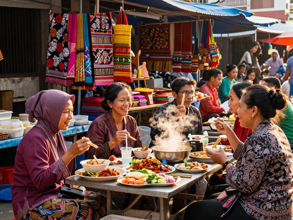 Experience the vibrant culture of nyonya4d in a lively market scene filled with Peranakan textiles, food, and traditional crafts