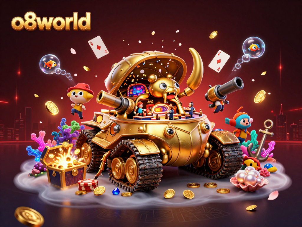 Engage with the thrilling world of o8world featuring a vibrant scene of a golden beetle tank casino bursting with fun and excitement.