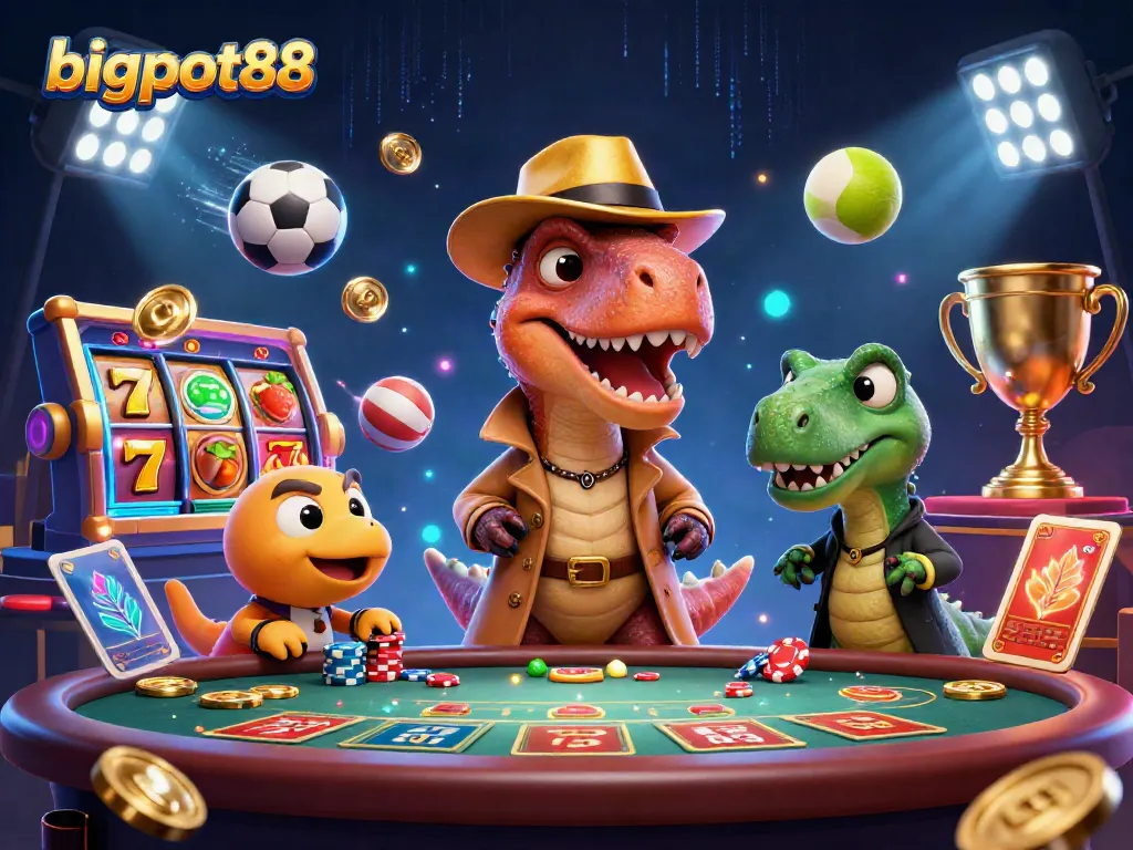 bigpot88 menghadirkan suasana kasino dengan velociraptor dan stegosaurus dalam permainan blackjack.