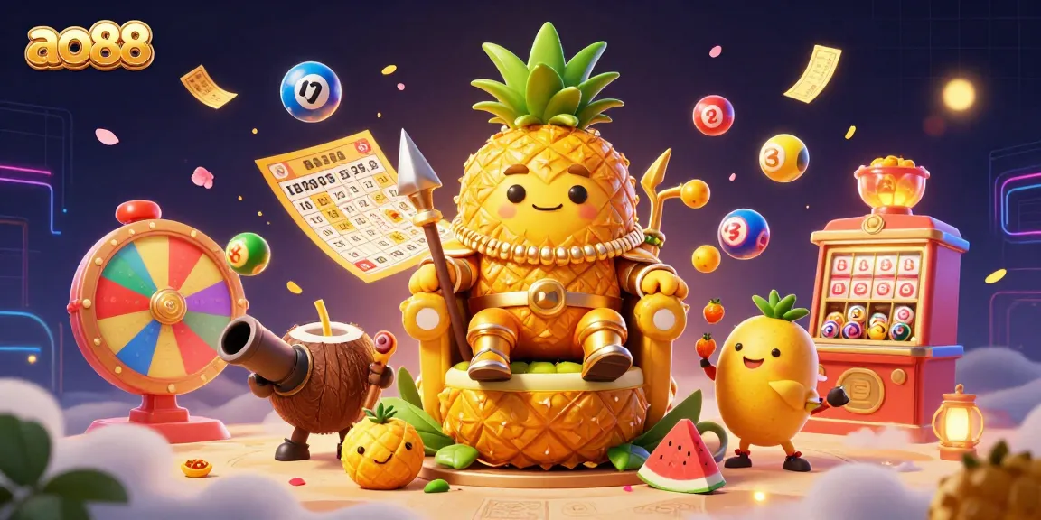 Win big with ao88's exciting gaming scene, featuring vibrant characters and dynamic lottery elements.