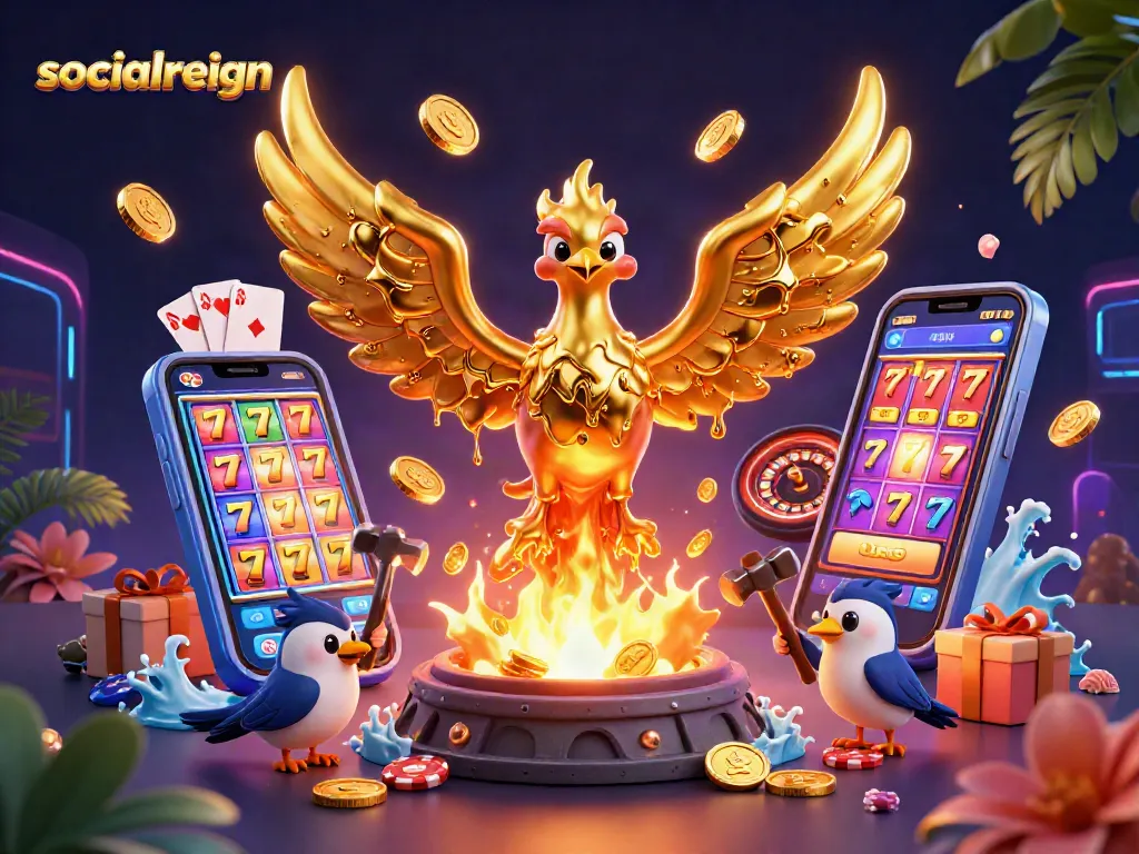 Engage with socialreign’s golden phoenix casino theme, showcasing vibrant slots and dynamic game elements.