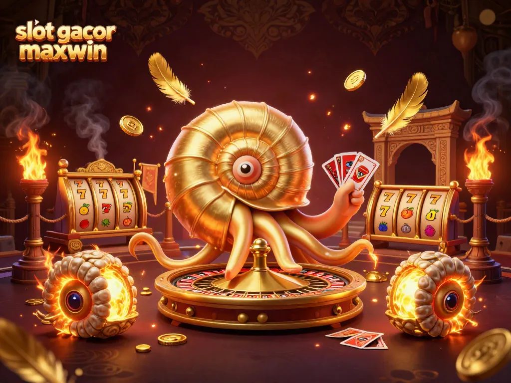 Spin the slot gacor maxwin with a giant nautilus and vibrant casino elements for big wins.